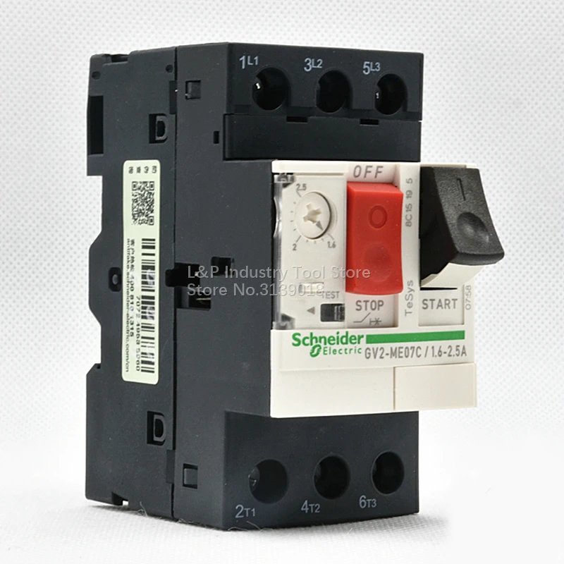 Original Schneider GV2ME07C Motor Protection Circuit Breaker GV2-ME07C 1.6-2.5A Push Button 3P Thermal Magnetic Type New Black