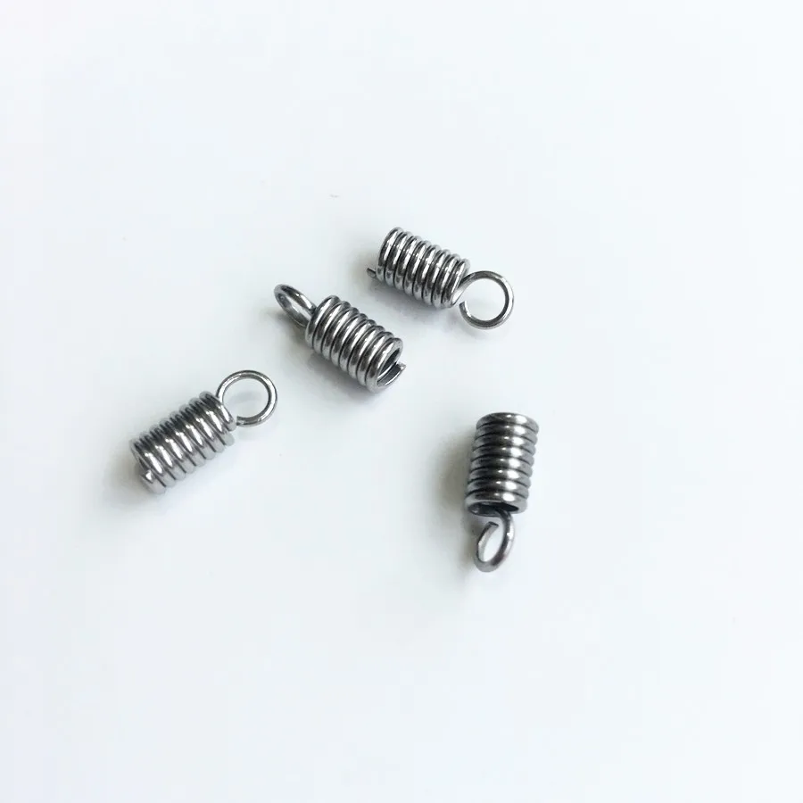 

(Внутренний размер 3 мм) 200 Φ обжимные пружинные концевые бусины из нержавеющей стали и кожаного шнура ювелирные изделия и аксессуары