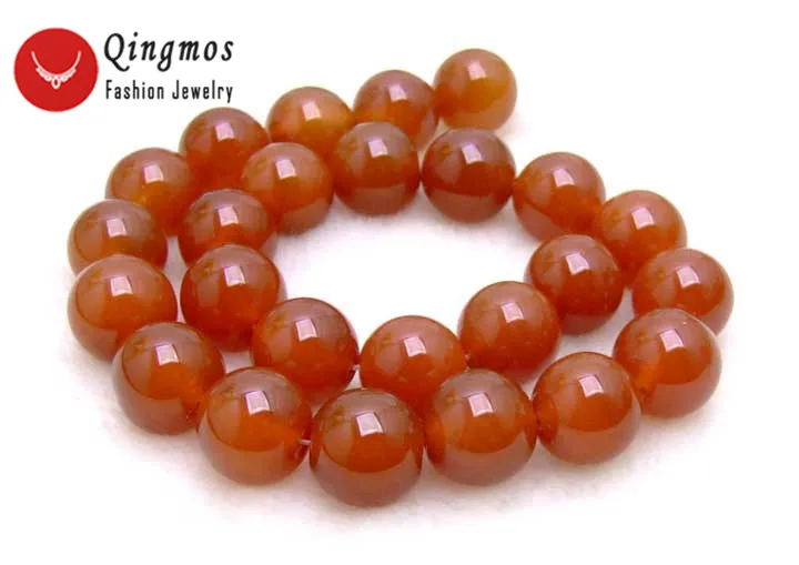 

Qingmos 16mm Round Red Natural Agates Beads for Jewelry Making loose Strand 15" Beadwork-los223