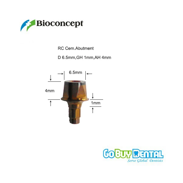 Straumann Compatible Bone Level RC Cementable abutment, d 6.5mm, Gingiva height 1mm, Abutment Height  4.0mm