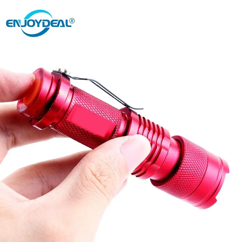 

Mini Adjustable Waterproof LED Flashlight Zoomable LED Torch 2000 Lumens Q5 LED 3 Modes Torch Linternas Red For AA/14500