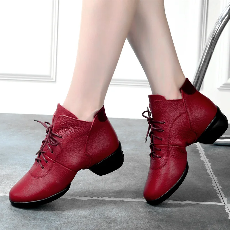 

Fitness Shoes Pure Natural Leather Modern Square Dancing Shoes Woman Soft Bottom Breathes Dancing Shoes Sneaker Ballroom