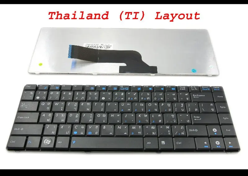 New Laptop Keyboard for Asus K40 K40AB K40AF K40C K40ID K40IE K40IJ K43S K43SJ K43SV K43U Black Thai TI Version - V090478AS1