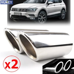 2x Exclusive Car Styling S'Steel Exhaust Muffler Tip Tail Pipe Trim Auto Accessories For VW Tiguan 2 2016 2017 2018