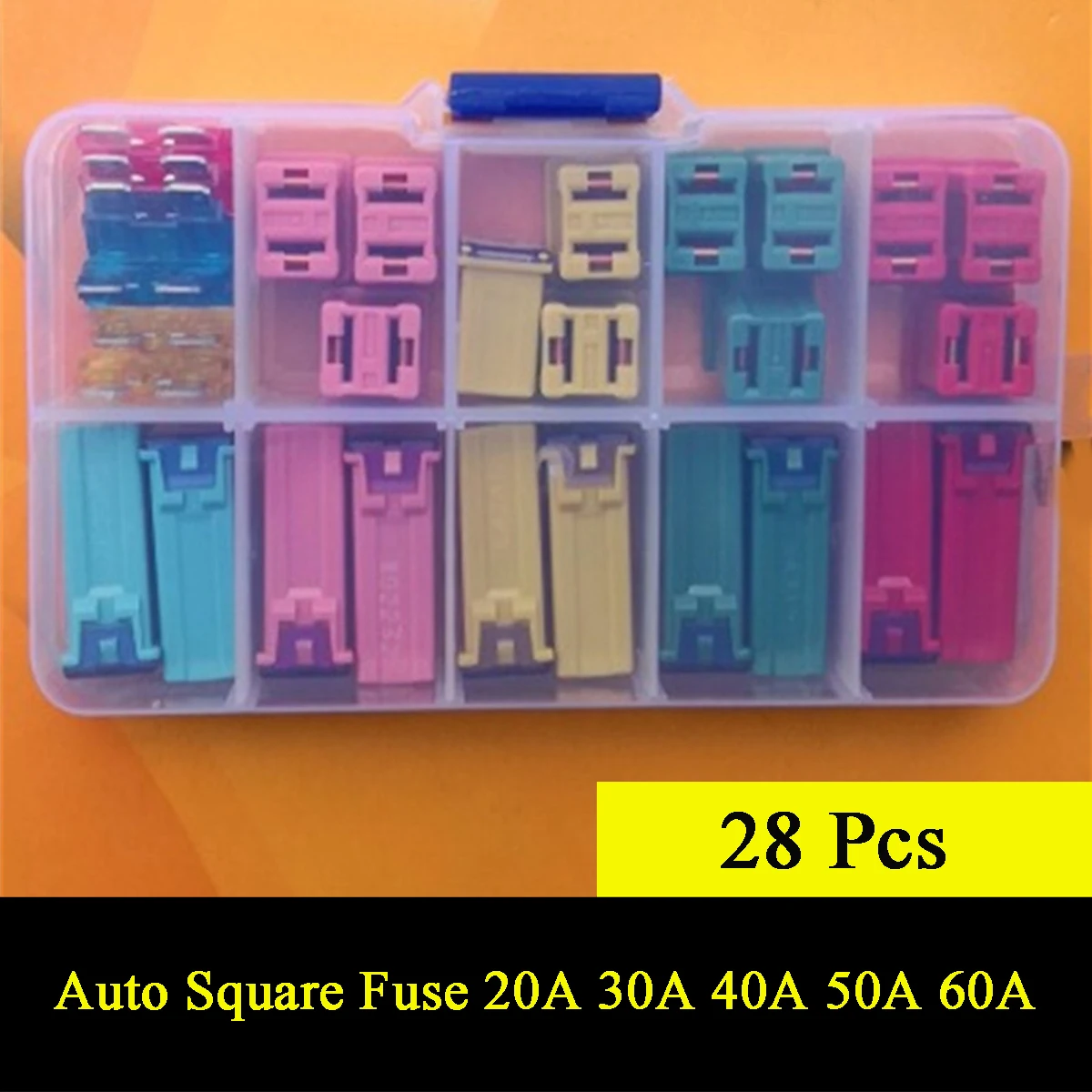 

28pcs/lot Car Square Fuse Tube Car fuse kit for Car Air Conditioning Insurance Fan Fuse Panels