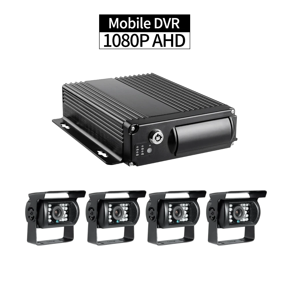 

1080P Car DVR Recorder Kit,4CH AHD 256G Loop Video I/O Alarm with 4pcs Waterproof 2.0MP Cameras PC Playback,Free Shipping,8-36V