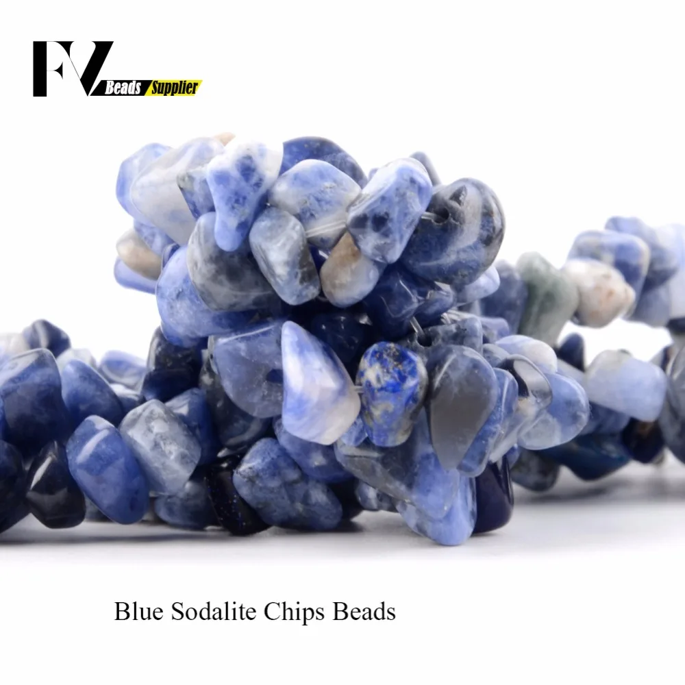 Natural Blue Sodalite Chip Beads for Needlework 5mm-8mm Irregular Gravel Stone Beads for Jewelry Making Bracelet Accessories 15\