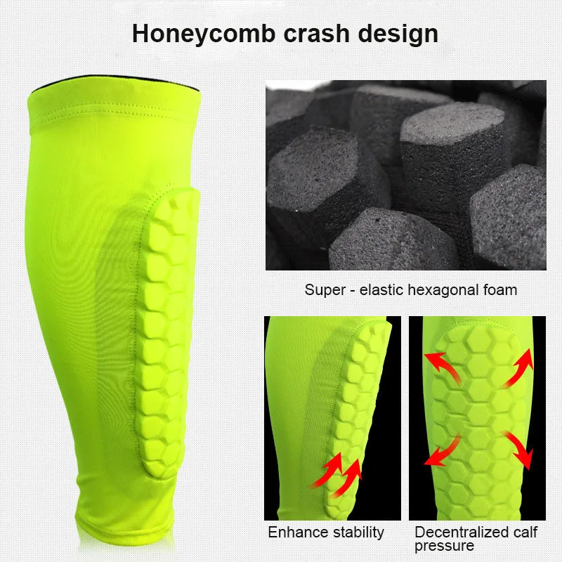 Honeycomb Shin Guards Compression Leg Sleeves Gym Fitness Pads Calf Support Leg Warmer Football Running Sports Protection Guard