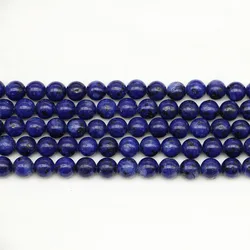 1strand/lot 4/6/8/10/12 mm Natural Stone Lapis Lazuli Beads Loose Spacer Bead For Jewelry Making Findings DIY Bracelet Necklace