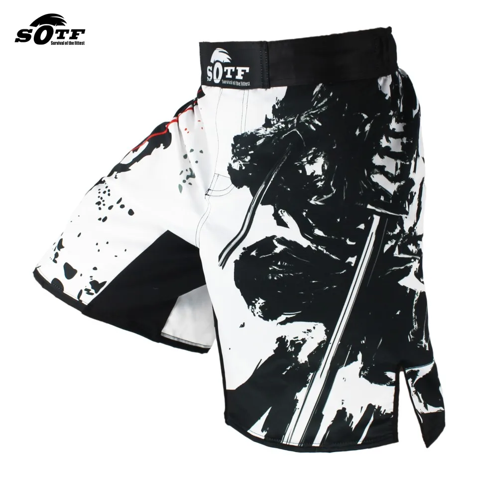 

SOTF Black Elastic waist Bushido Fitness fierce ninja combat sport shorts Tiger Muay Thai mma shorts boxing clothing thai boxing