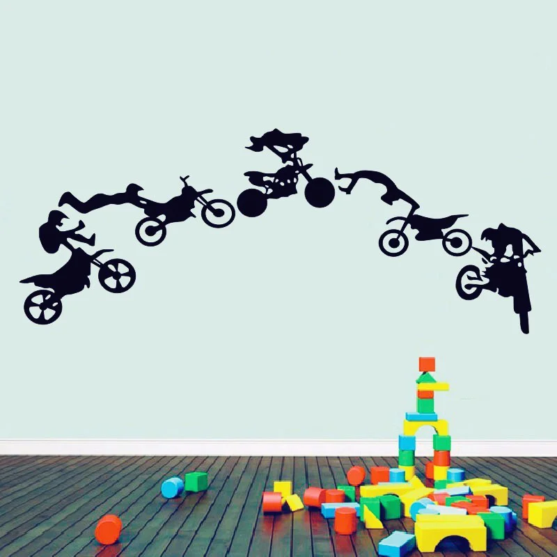 Motorcycle Stunt Wall Sticker Motorbike Poster Wall Decal Vinyl Stickers Art Wallpaper Adesivo De Parede DIY Home Decor Fashion