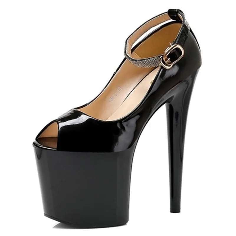 

8 inch high-heel peep-toe shoes, high-heel women fashion PU vamp sexy steel pole dance shoes, single shoes