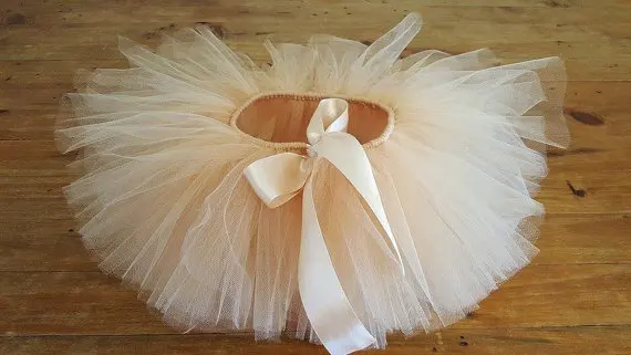 Cute Baby Girls Champagne Tutu Skirts Infant Ballet Tutus Pettiskirt with Ribbon Bow Newborn Birthday Party Costume Skirts