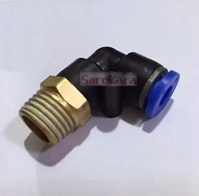 Cotovelo pneumático push in conector union liberação rápida encaixe de ar encanamento m6 macho para caber tubo o/d 4mm