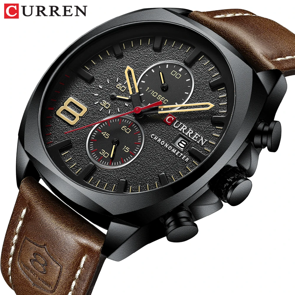 

New Men's Watches Top Brand Luxury CURREN New Military Leather Quartz Watch Men Sport Wristwatch Relogio Masculino Male Hour