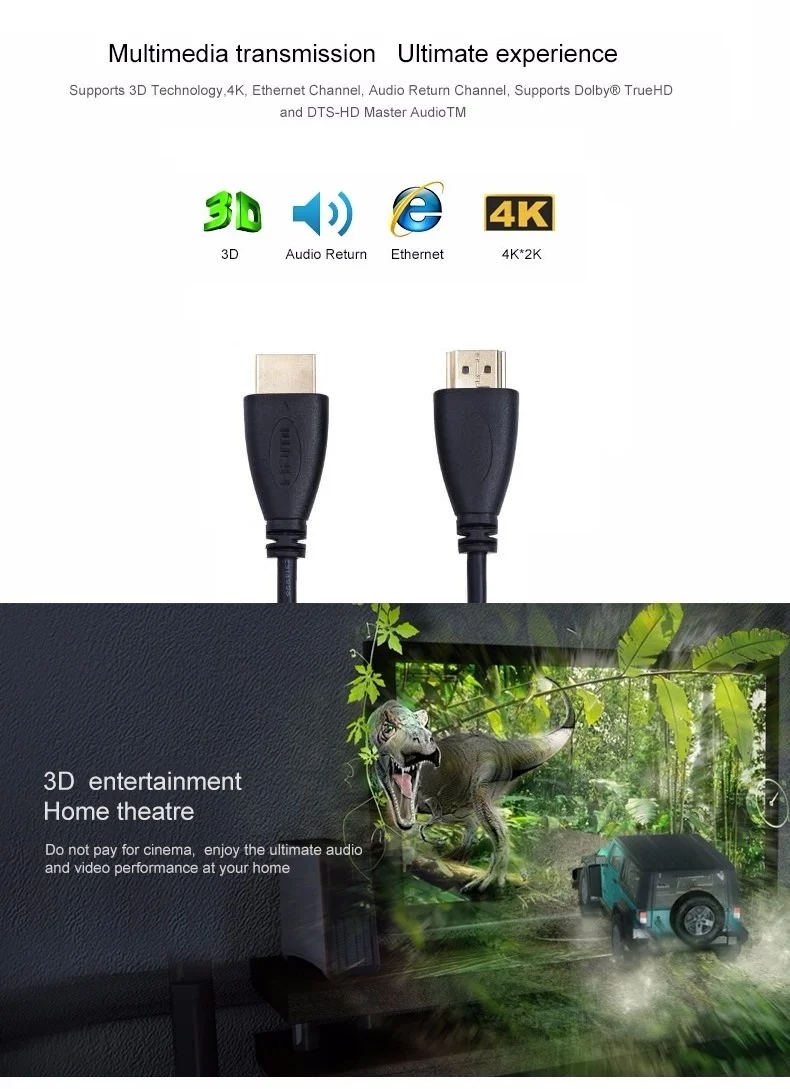 Kabel kompatybilny z HDMI 1m 1.5m 2m 3m 5m 6ft 10ft kabel HDMI z ethernetem dla HDTV odtwarzacze DVD dekodery satelitarne DVRs