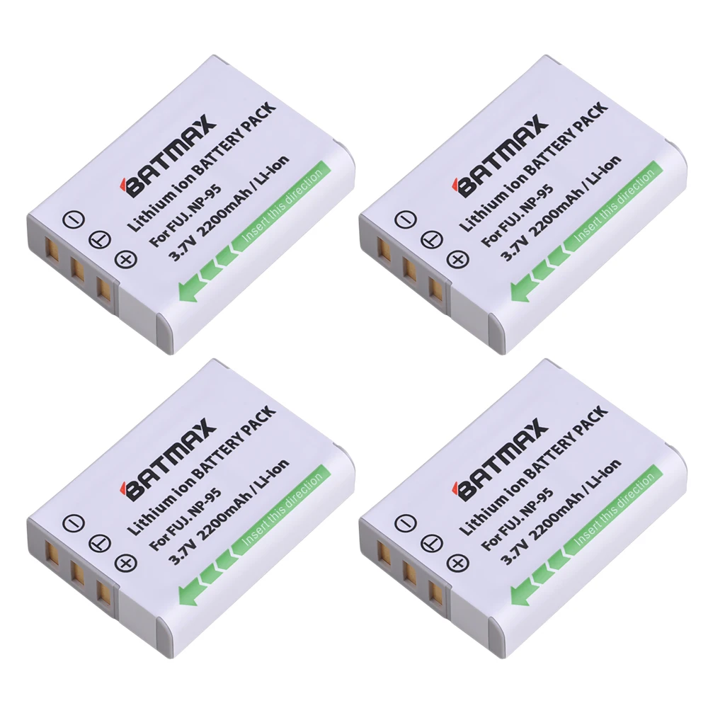 Batmax 4pcs 2200mAh NP-95 NP 95 NP95 Battery for Fujifilm X30 X100 X100S X100T XS1 Fujifilm FinePix F30 F31 3D W1