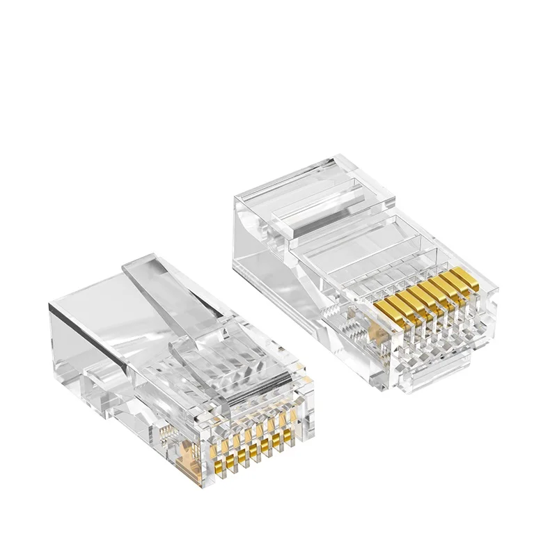 

Модульный штекер CAT 5, 5e, 10 шт., RJ45, 8P8C, для сетей Ethernet, для обжима, с позолотой контактов