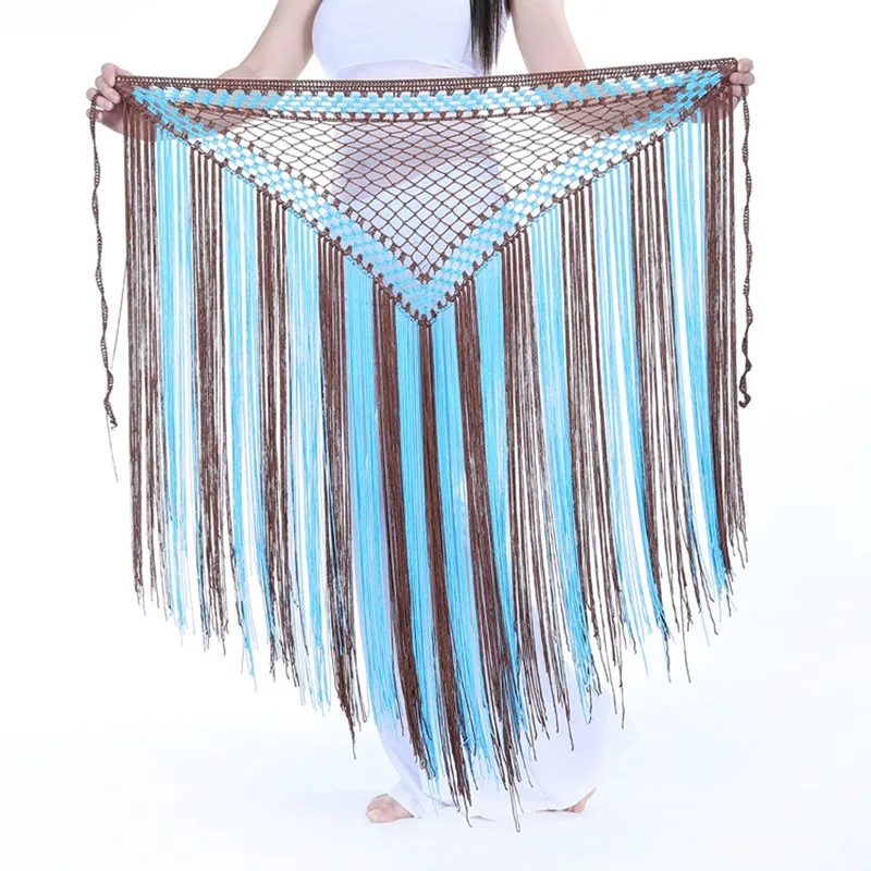 Argentina Stile di Danza Del Ventre Vestiti Accessori Pratica Lungo Nappa Cintura Triangolo Crochet della Mano di Danza Del Ventre Colorato Hip Sciarpa