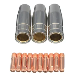 SHGO HOT-13Pcs CO2 Mig Welding Torch Aircooled MB 15AK Contact Tip Holder Gas Nozzle 0.8mm Welder Shield Shroud Nozzle Tip Kit