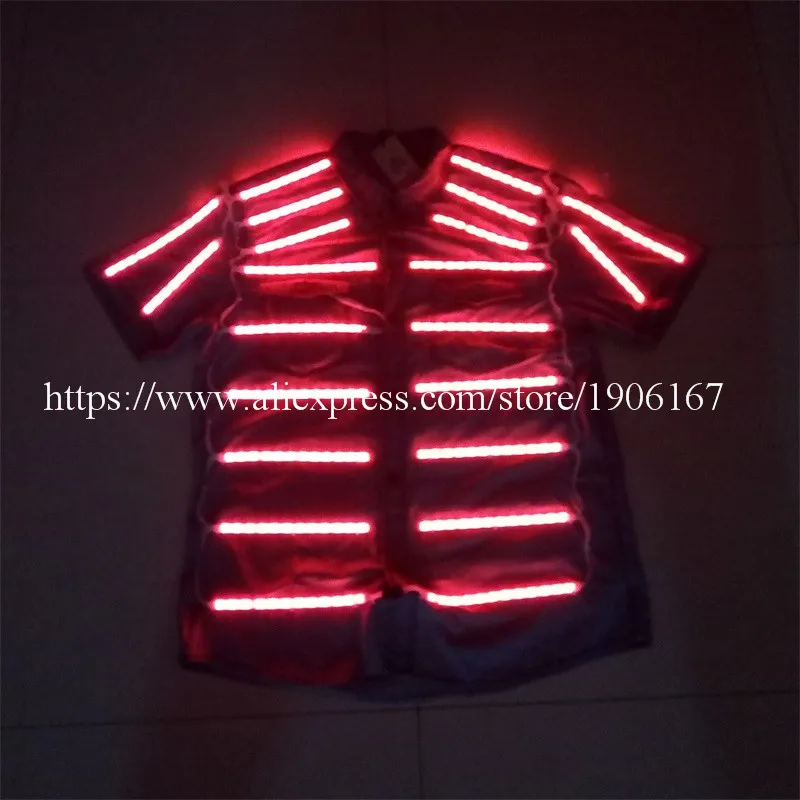 Newest Flashing Luminous Growing Shirt  Led Light Costume Party Robot Suit  Dancing Wear For Club Party Bar Halloween Clothes