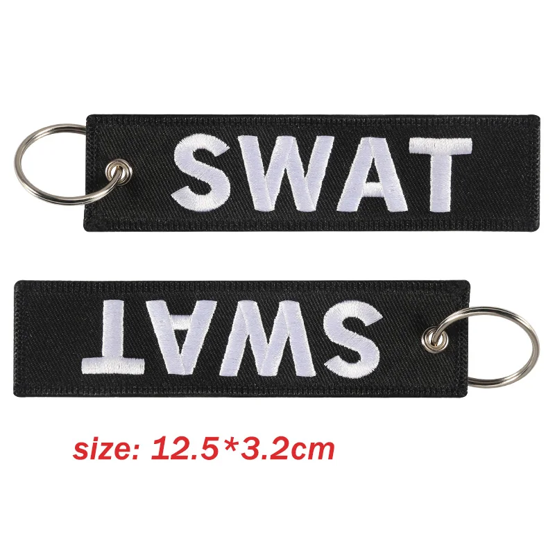 Fashion Car keychain Motorcycle SWAT black key chain Embroidery llavero moto keyfobs key ring chaveiro para carro