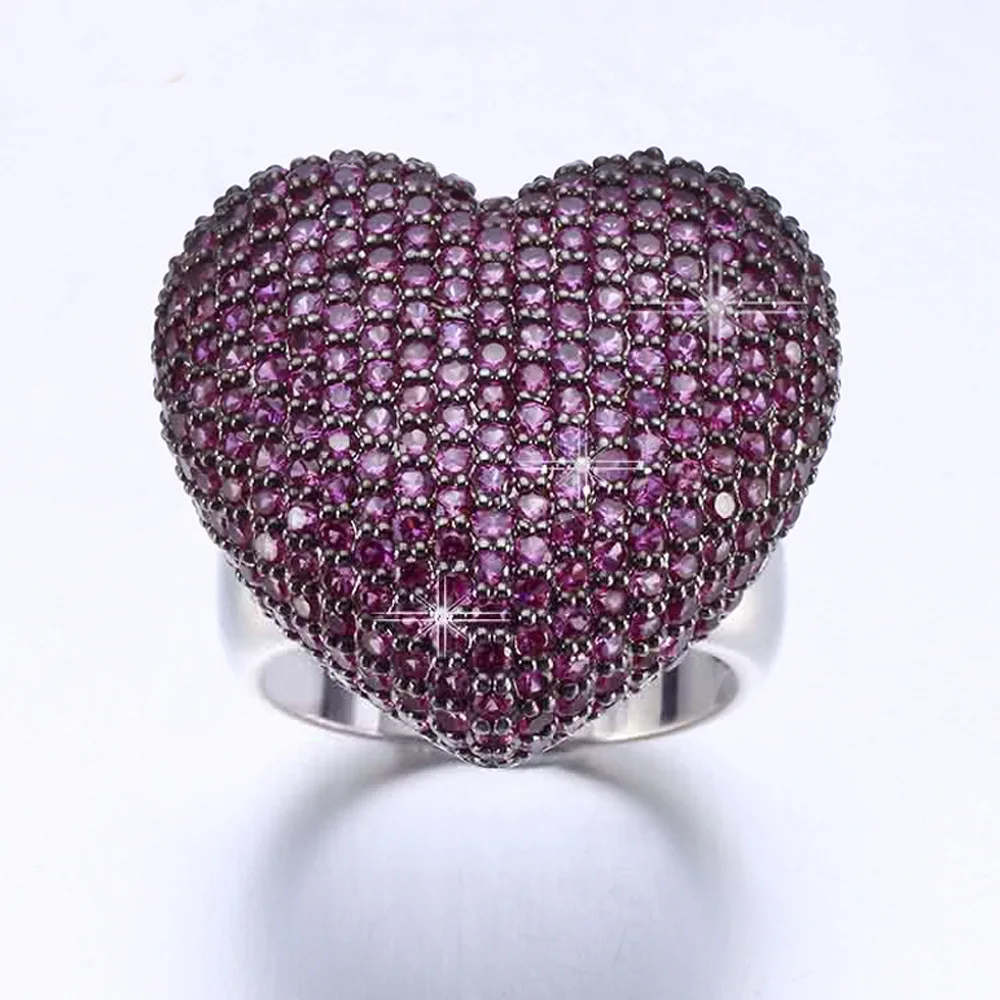 2021 new fashion jewelry   s925 silver zircon jewelry heart - shaped series of female women's  ring