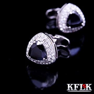 

KFLK Luxury 2020 New shirt cufflinks for mens Brand cuff buttons Crystal cuff link High Quality Black abotoaduras Jewelry