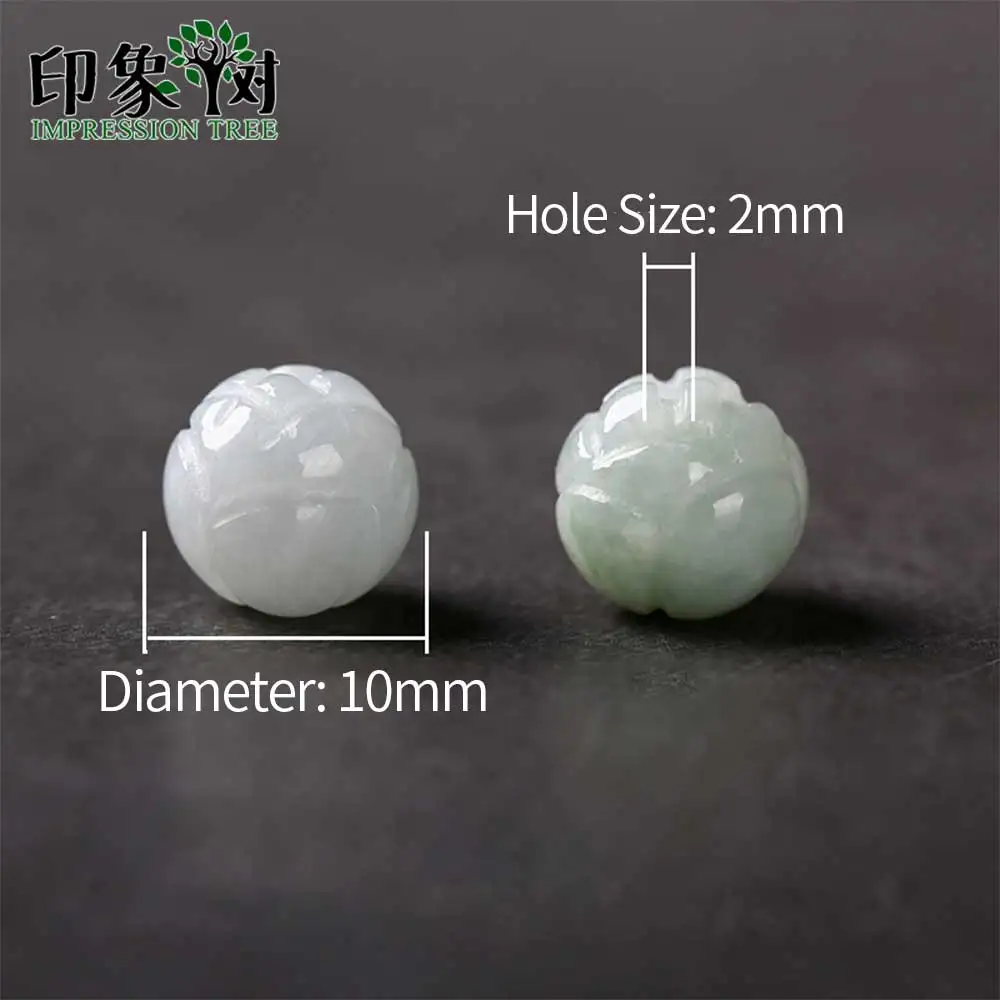 Natural Jadeite Round Lotus Carven Beads 4Pcs 9x9mm Gem Jad E Round Loose Beads Handmade Necklace For DIY Jewelry Making 18015