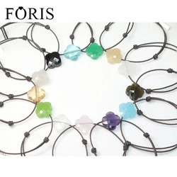 FORIS Brand jewelry Brown Rope 925 Sterling Silver Tags Stone Bracelets For Women 11 Colors Best Sell Surprise Price PB024