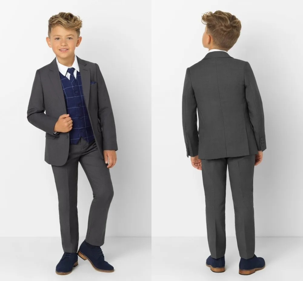 

2019 New Arrival Boys' Attire Peaked Lapel Kids Suits Custom Made Clothing Set 3 Pieces Prom Suits (Jacket+Pants+Tie+Vest) 009