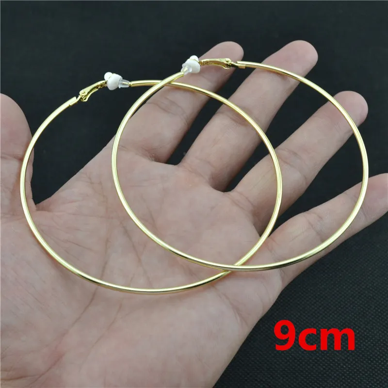 Clip-Ohrringe für Damen ohne Piercing, super groß, klein, großer Kreis, Roségold, Silber, Schwarz, Überzug, klassischer Trend, Übertreibung