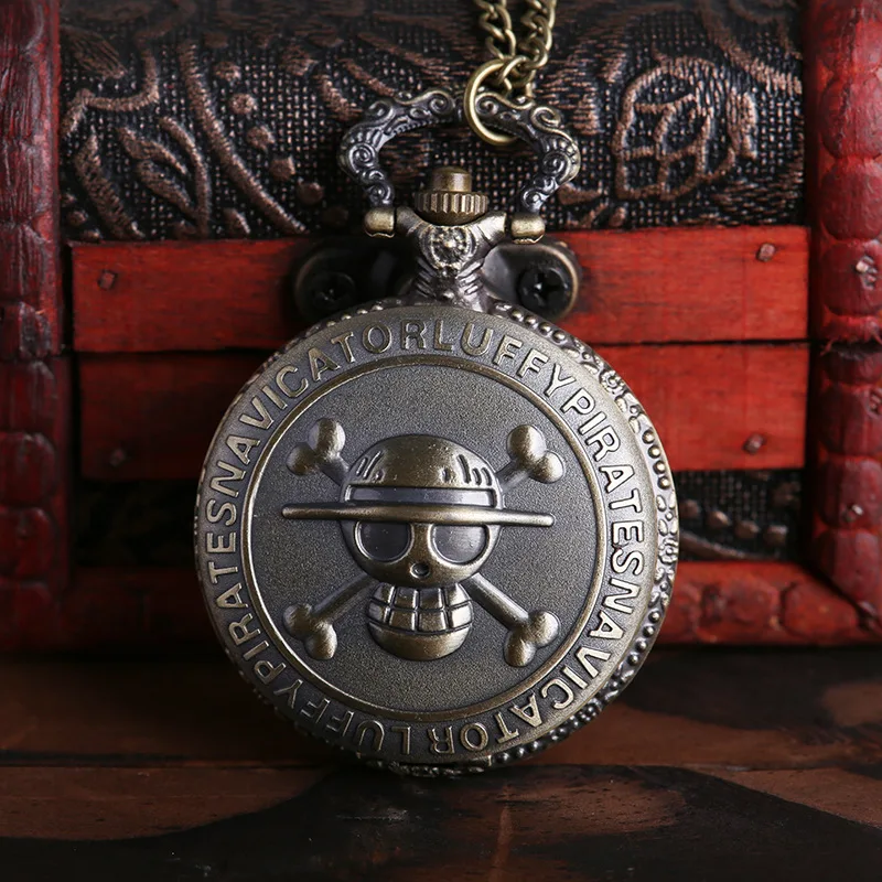 Jeden kusu kreslený památka kapsa hodinky bronz piráti lebka ražené  retro hodinky velkoobchod a drobný