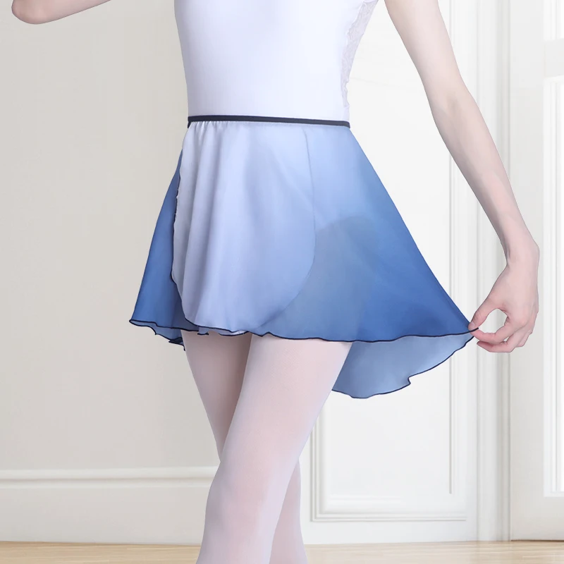 Girls Adults Ballet Skirts Women Lyrical Chiffon Ballet Dress Color Conflict Skirts Gradient Irregular Dance Skirts