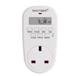 Enchufe británico programable semanal, enchufe Digital, temporizador, relé de tiempo, reloj de pared, CA 230V, 220V, 50Hz, 7 días