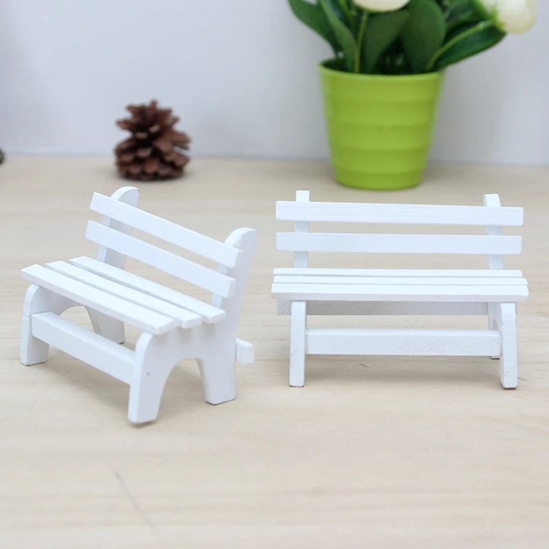 

100pcs Mini White Bench Micro Landscape Accessories Shooting Props Garden Miniatures Terrarium Moss Decor