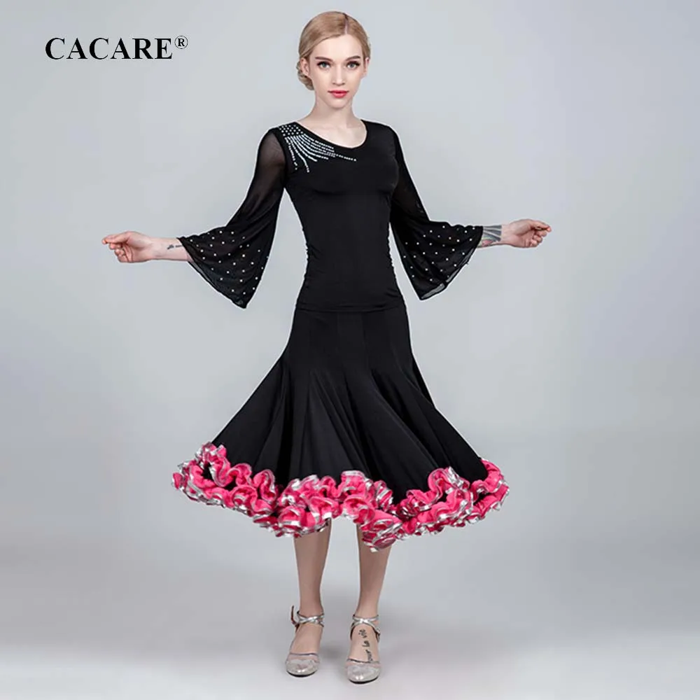 

Customize Ballroom Dance Competition Dresses Standard Dance Dresses Waltz Ballroom Dress Shirt Skirt 2pcs Set D0625 Big Hem