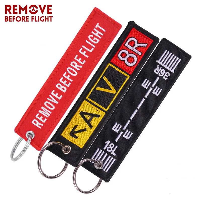 3PCS/LOT Remove Before Flight Embroidery Letter Motorcycles Key Chain and Jacket Engineer Aviation Gifts Tag Luggage chaveiro de