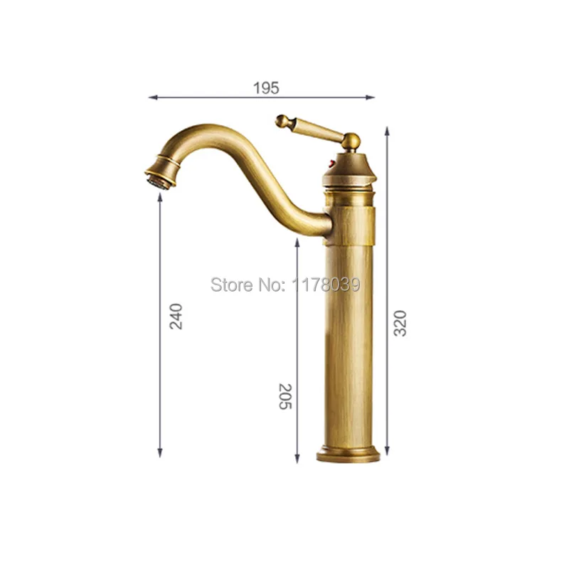 European-style Heightened retro faucet,antique brass single handle bathroom basin tap,brushed bronze hot and cold mixer,J16933