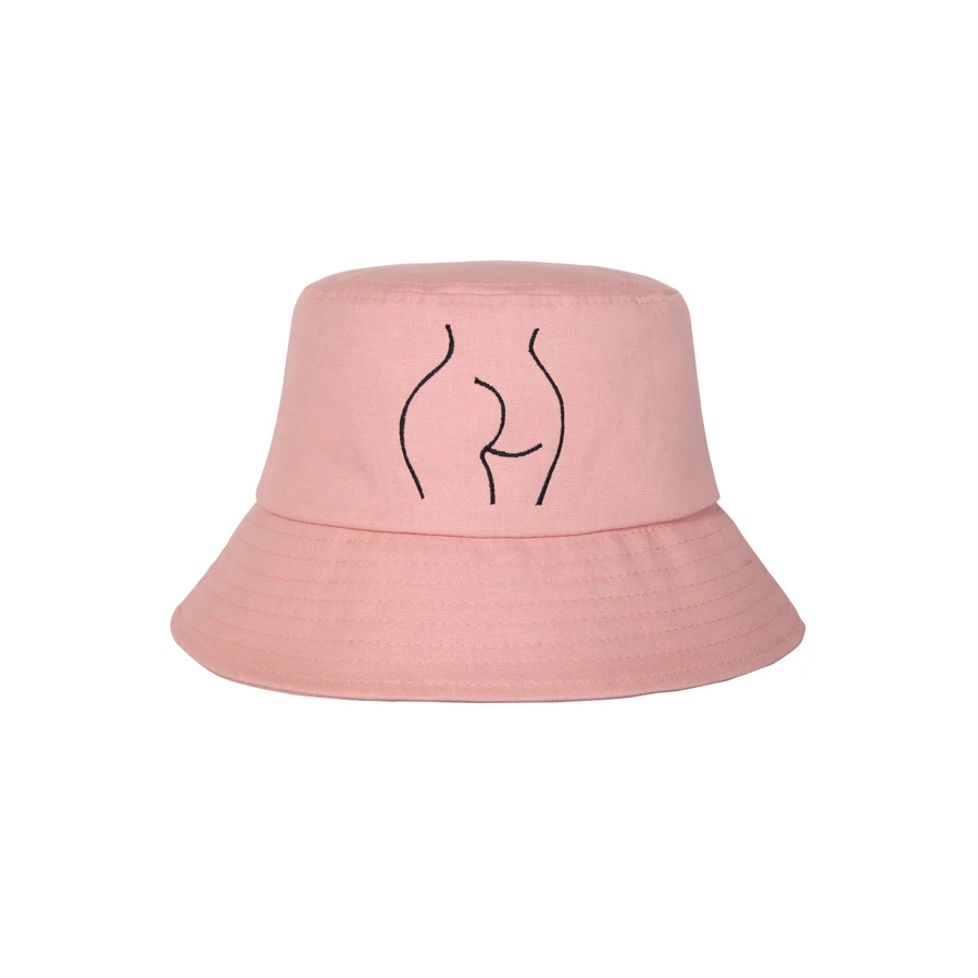 YIZISTORE original casual canvas embroidery bucket hats for girls and boys in character line drawing series(FUN KIK)