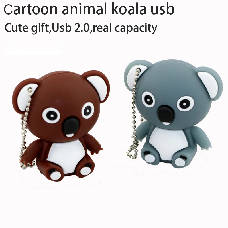 Lovely Animal Koala Pendrive 16G 32GB Usb Flash Drive Pen Drive Lucu U Disk USB Kreatif Hadiah Stik Memori dengan Gantungan Kunci