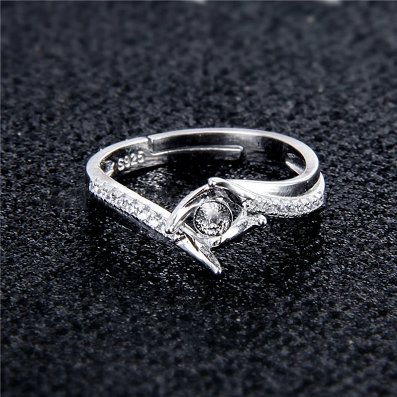 CLUCI 3pcs 925 Sterling Silver Zircon Ring for Women Silver 925 Pearl Ring Mounting Adjustable Ring Jewelry SR2192SB