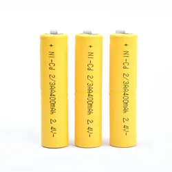 GTF 4pc 2.4V AA Battery 400mAh Ni-CD 2/3 AA 2.4V Rechargeable Battery with Welding Tab for Electric Shaver Razor LED Light 2/3AA