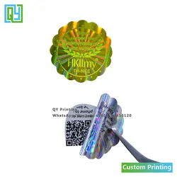 10000pcs 25x25mm Custom Printed 3D Golden Foil Holographic Sticker Custom Hidden Text QR Code Security Seal Label