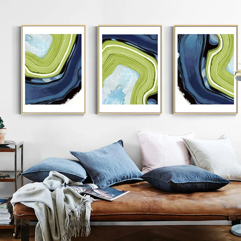 

SURELIFE Abstract Blue Green Marble Canvas Paintings Wall Art Poster and Prints Pictures Gift for Living Room Home Decorative