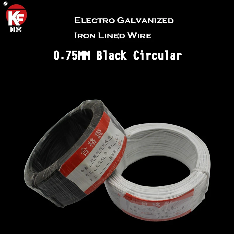 70Meters/lot 0.75MM Dia. Black Circular PVC Coated Electro Galvanized Iron Lined Wire Cable tie wires