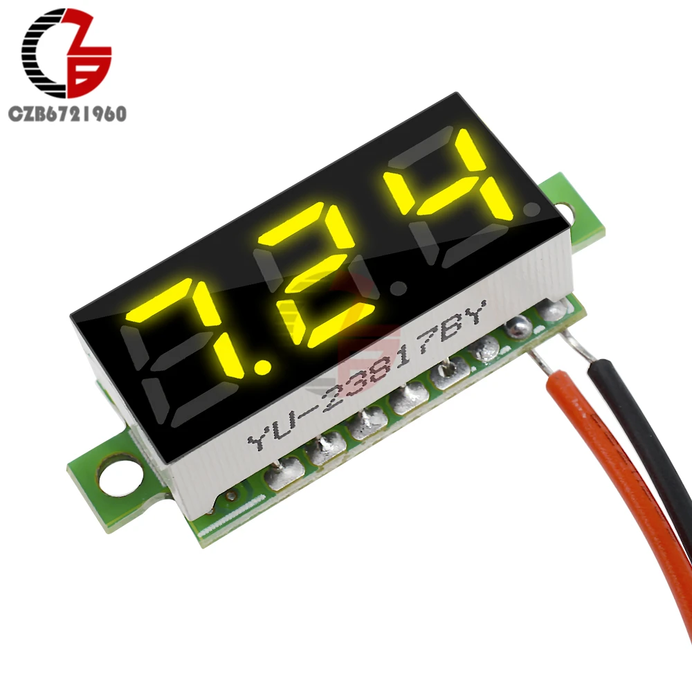 DC 2.5-30V 0.28 inch Mini LED Digital Voltmeter Voltage Meter Panel 2 Wire Car Motocycle Electric Bicycle Volt Tester 5V 12V 24V