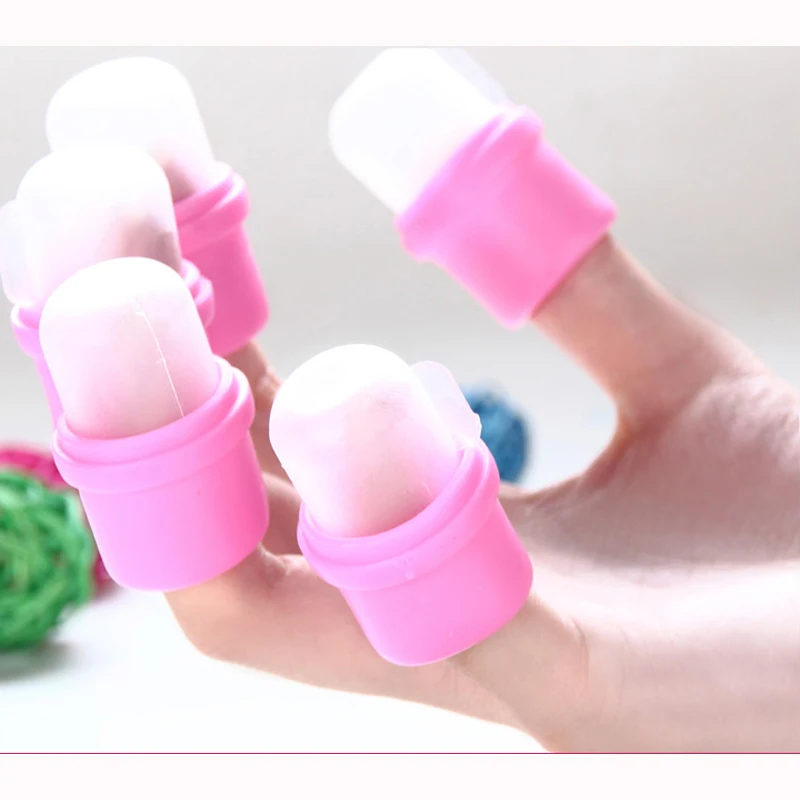 10pcs Wearable UV Gel Nail Polish Remover Wrap Soak Soakers Cap Clip Pink Finger Cleaning Nail Tools