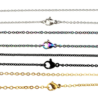 5x/lot 2mm Stainless Steel Chains Necklace 50cm 60cm 80cm 90cm Rainbow/Silver Color Gold Color Link Chain Jewelry Making