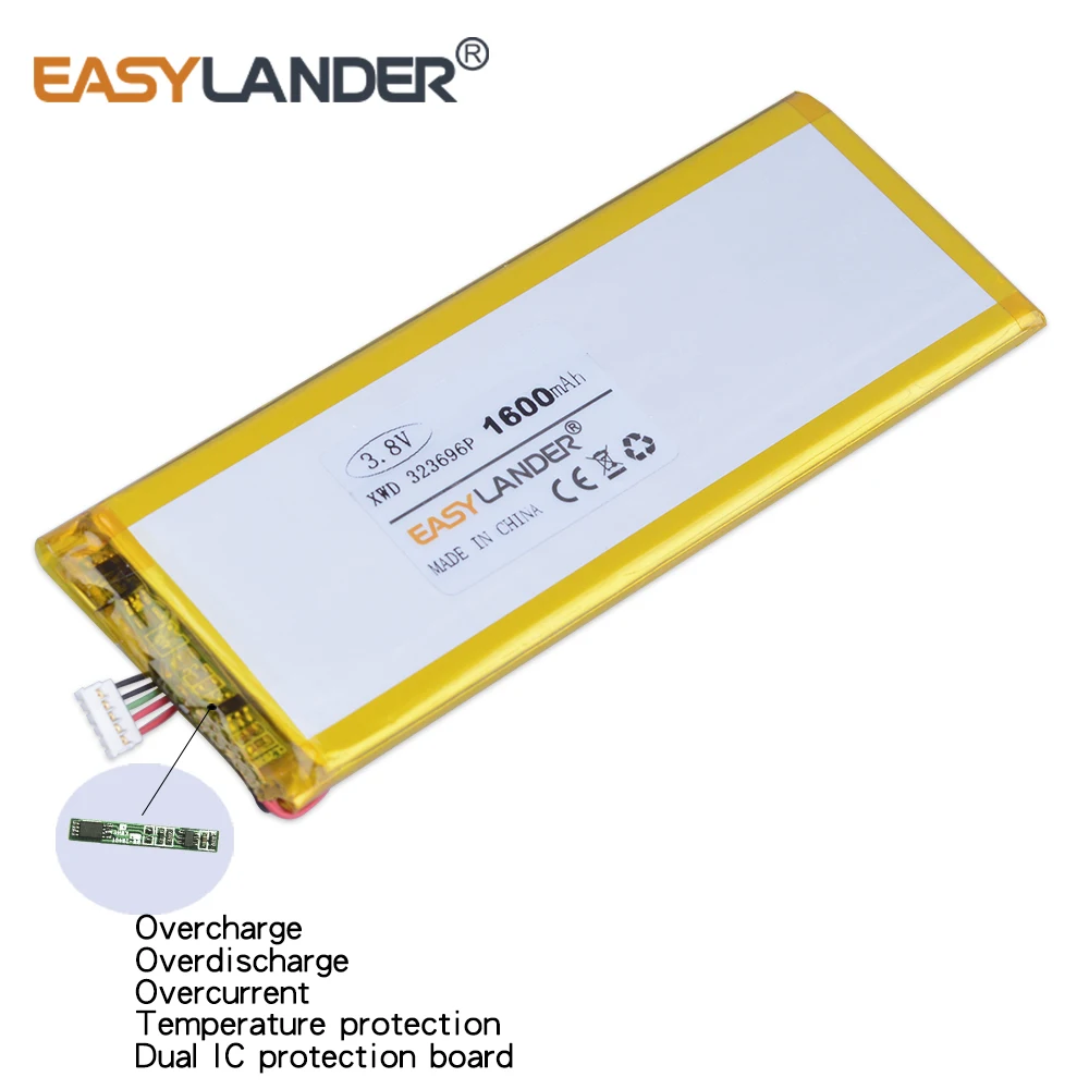 XWD 323696P 3.8V 1600mAh Rechargeable Lithium Li-ion Li Polymer Battery For china clone 4.7inch I6 6s S7  323696  PL323696